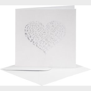 Luksus Kort Og Kuvert - Kort Str. 13,5x13,5 Cm - Kuvert Str. 14,5x14,5 Cm - 240+110 G - Hvid - 5 St