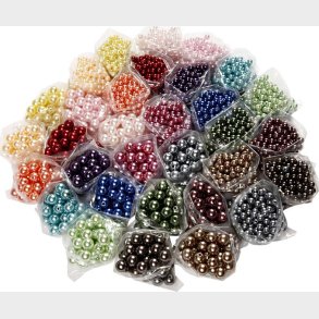 Voksperler - 6+10 Mm - Hulstr. 1,5+2 Mm - Forskellige Farver - 32x20 G