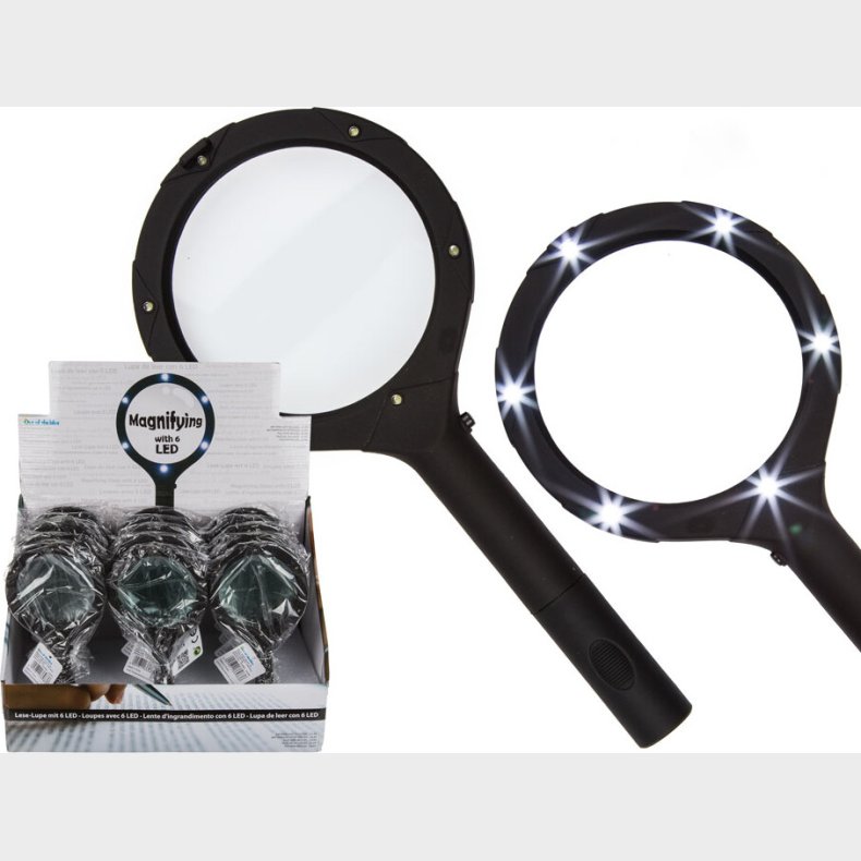 Forstrrelsesglas Med Lys - Led - Sort