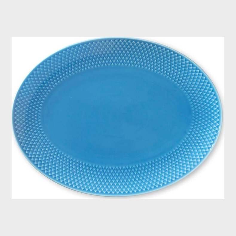 Lyngby Porcel�n - Rhombe Color Ovalt Serveringsfad 28,5x21,5 Cm - Bl�