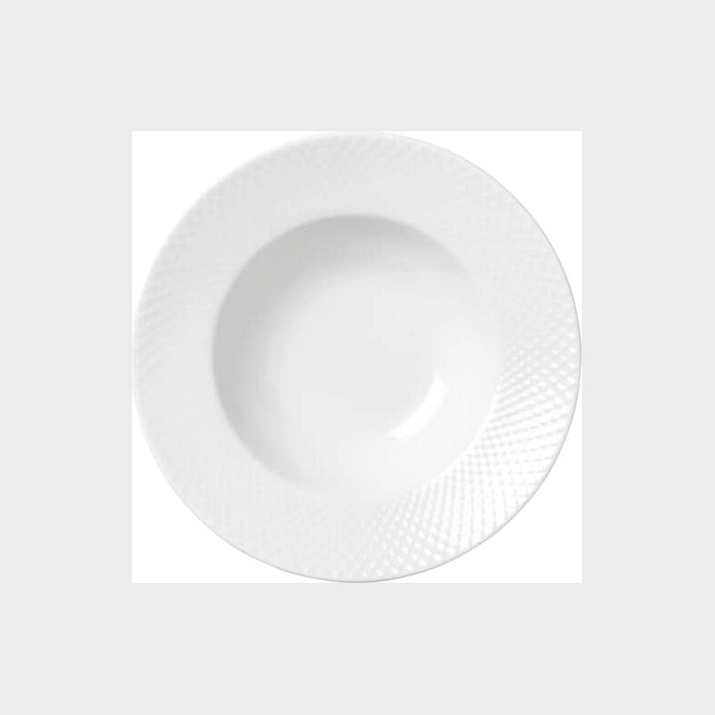 Lyngby Porcel�n - Rhombe Hvid Dybtallerken - 24,5 Cm