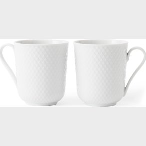 Lyngby Porceln - Rhombe Hvid Krus Med Hank 33 Cl - St Af 2