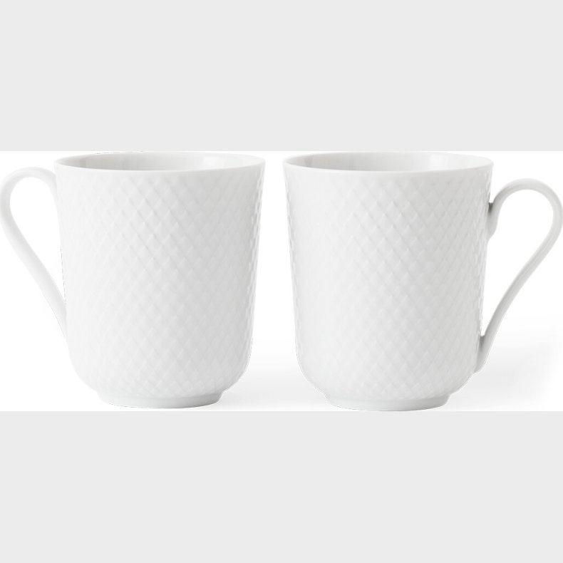 Lyngby Porceln - Rhombe Hvid Krus Med Hank 33 Cl - St Af 2