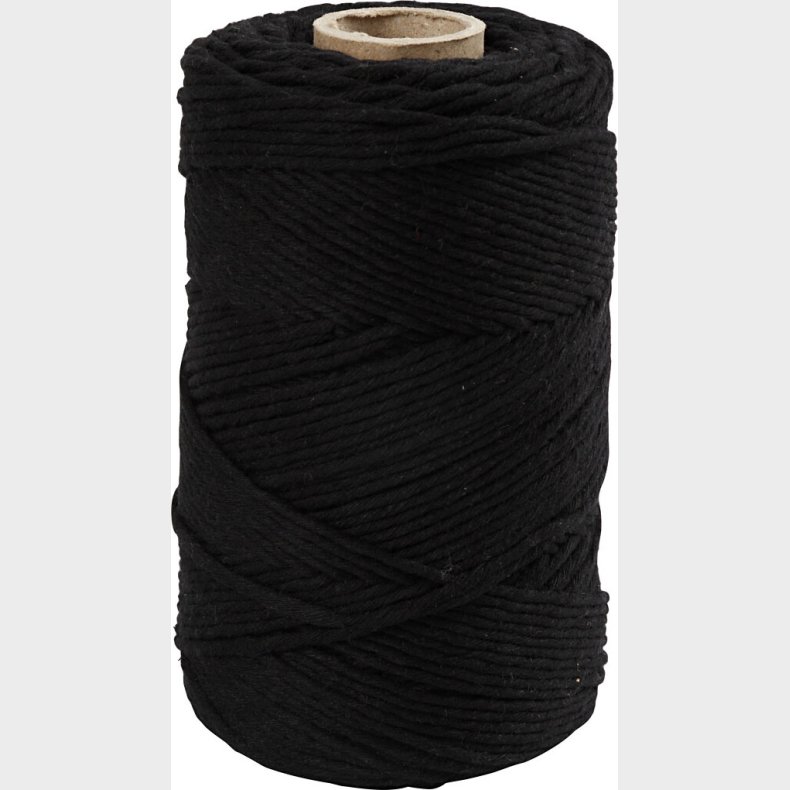 Macram Snor - L 198 M -  2 Mm - Sort - 330 G