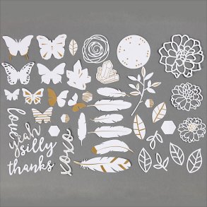 Mrkater I Akvarelpapir Med Guldtryk - 44 Stk