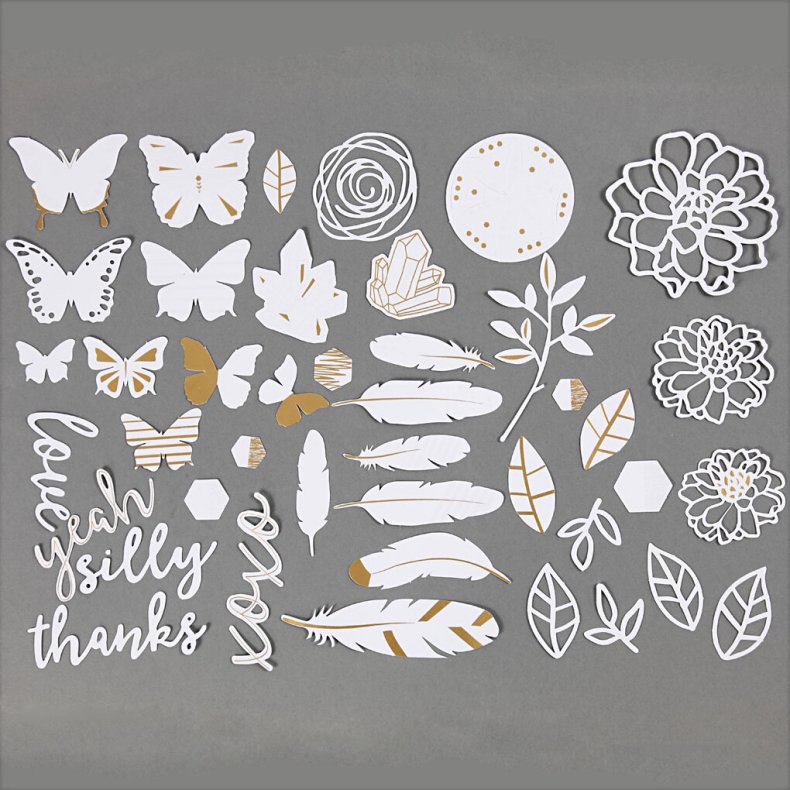 Mrkater I Akvarelpapir Med Guldtryk - 44 Stk