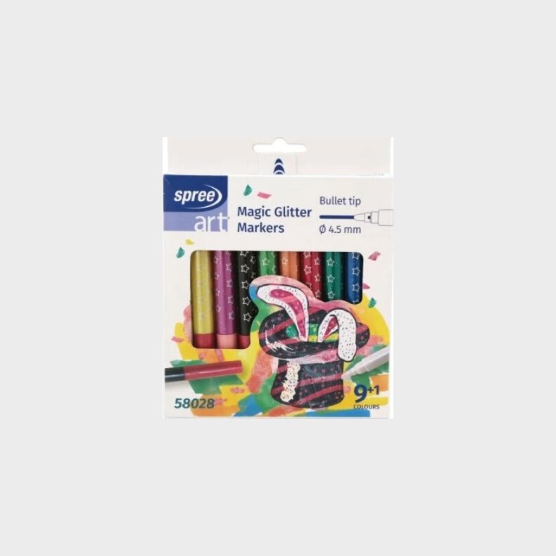 Magiske Tusser Med Glimmer - St Med 9+1 Farver - Spree