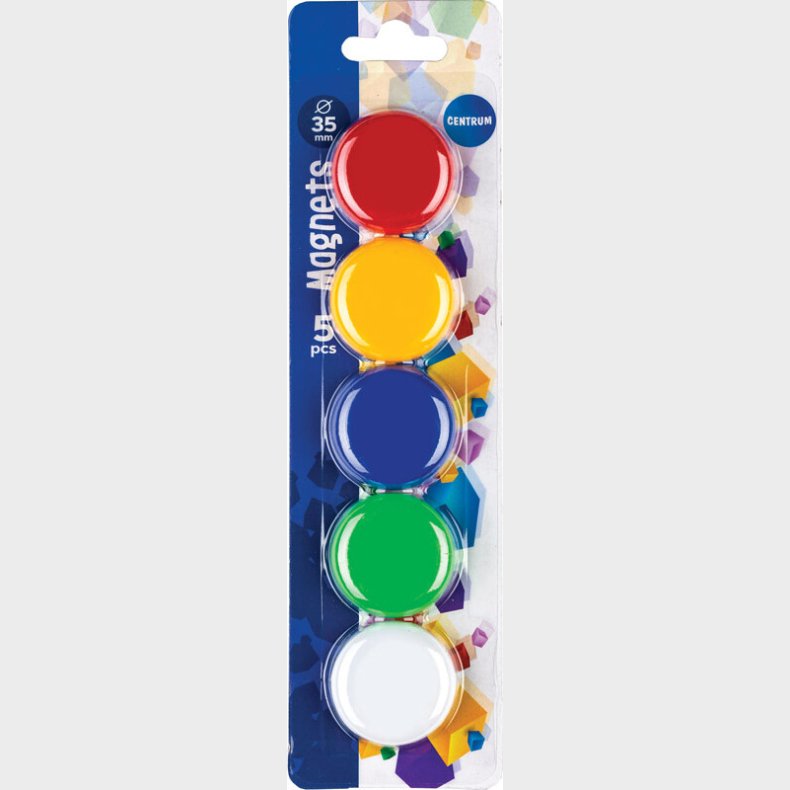 Magneter 35 Mm - Assorterede Farver 5 Stk - Centrum