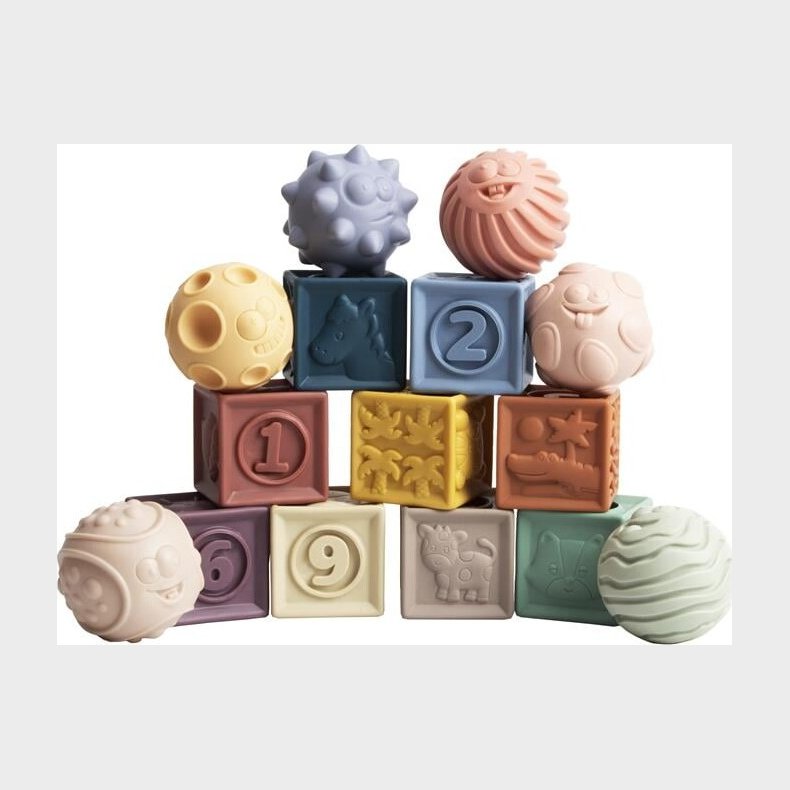 Stableklodser Og Bolde I Silikone - Dyr Og Tal - 15 Stk - Magni