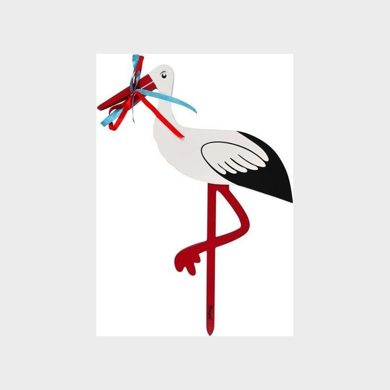 Magni - F�dselsstork - Tr� - R�dt Og Bl�t B�nd - 55 Cm