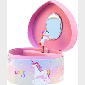 Magni - Smykkeskrin Med Musik, Enhjrning Hjerte, Pink - (3922)