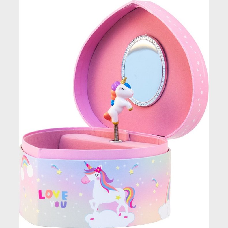 Magni - Smykkeskrin Med Musik, Enhjrning Hjerte, Pink - (3922)
