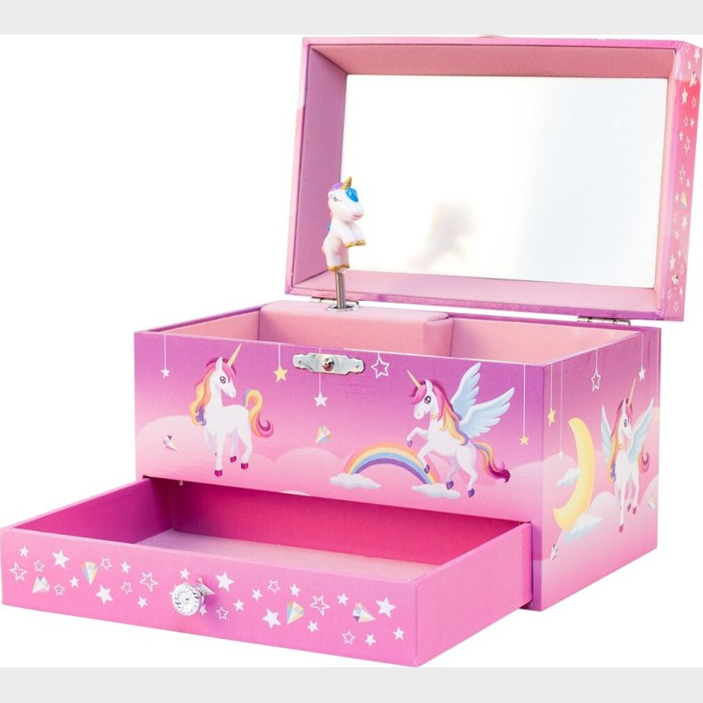 Magni - Smykkeskrin Med Musik, Enhjrning, Stor, Pink - (3920)