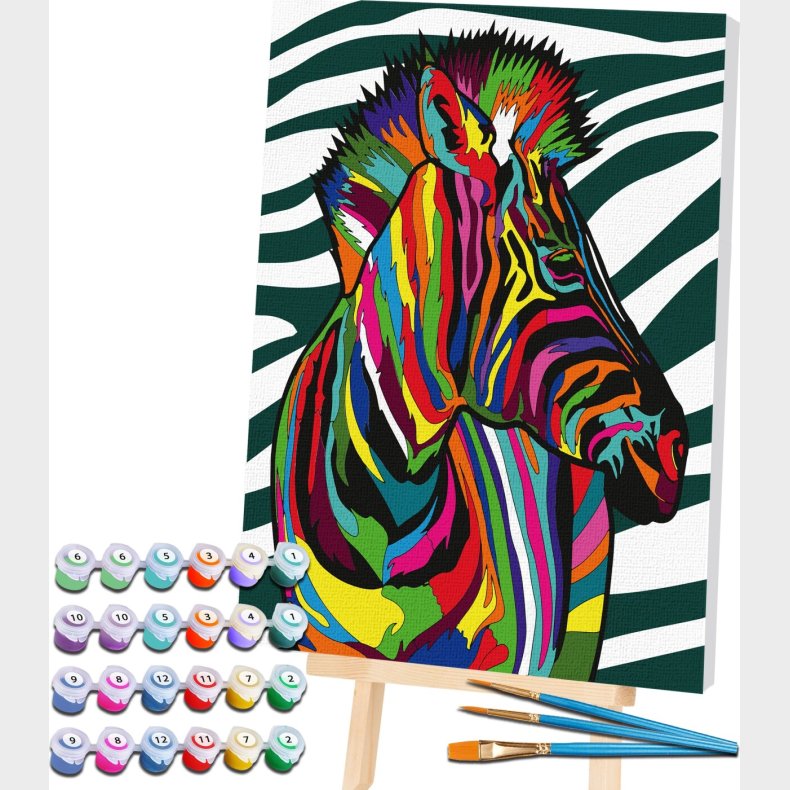 Mal Efter Tal - Lrred - Zebra - 40x30 Cm