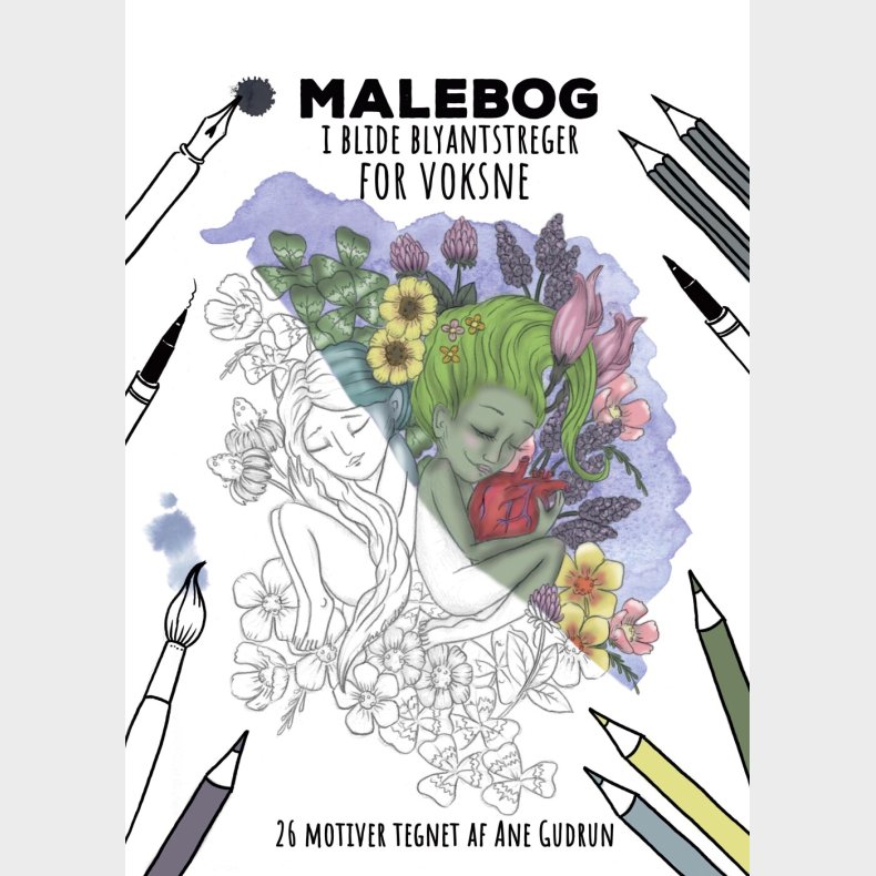 Malebog I Blide Blyantstreger For Voksne - Ane Gudrun - Bog