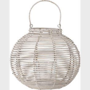 Bloomingville - Malua Lanterne Med Glas - Flet - Hvid - Rattan Plast