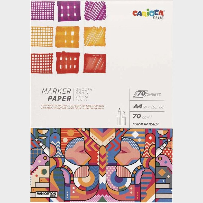 Tegneblok - A4 - Marker Paper - 70 Sider - Carioca Plus