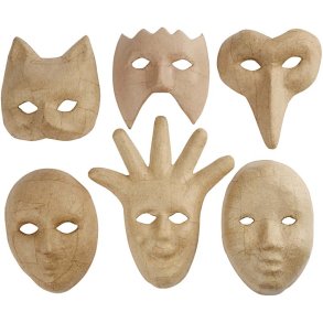 Creativ Company | Masker i papmach, 6 stk