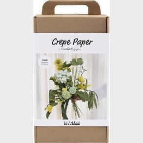 Maxi Diy Kit Crepepapir - Blomsterbuket - Lys Grn - Mrk Grn - Pastelgrn - Hvid