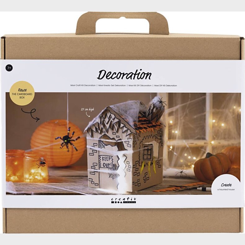 Maxi Diy Kit Dekoration - Halloween Hus - Sort - Lys Brun - Orange - 1pk.