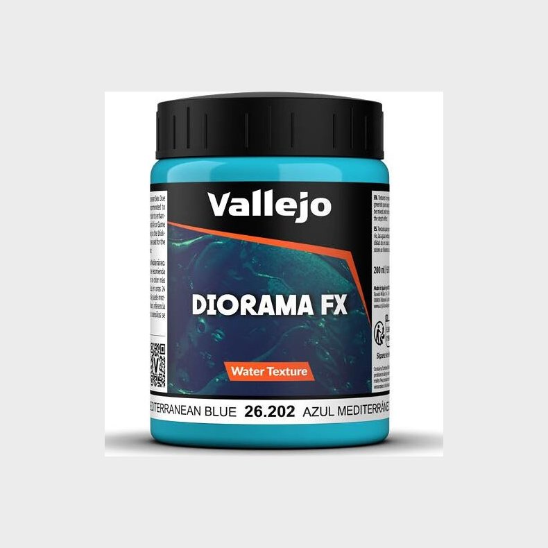 Vallejo - Diorama Fx - Water Texture Akryl Medium - Mediterranean Blue - 200 Ml