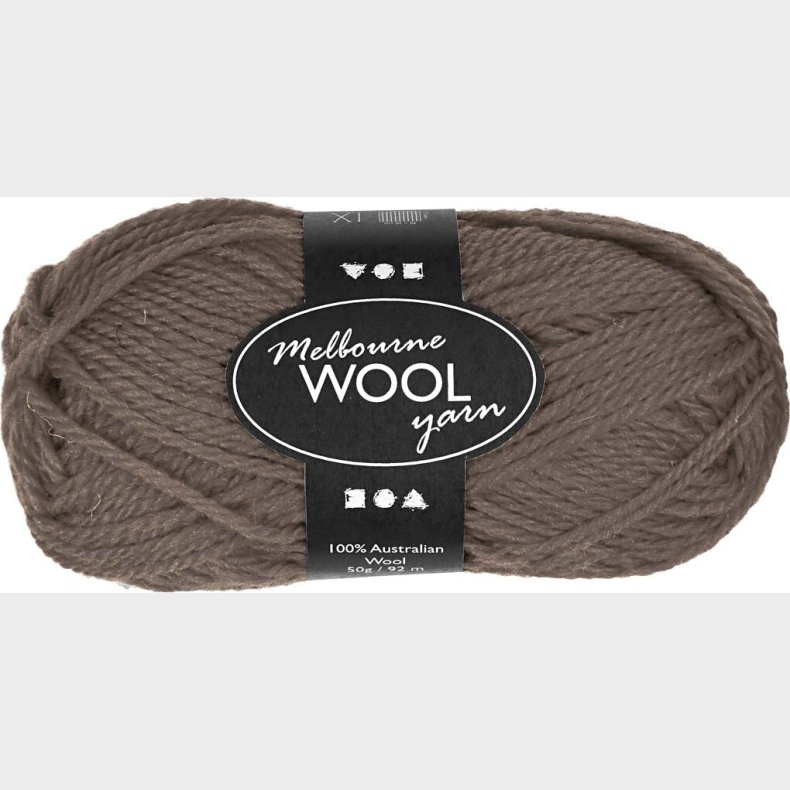 Uldgarn - Melbourne Wool - L 92 M - Gr Brun - 50 G