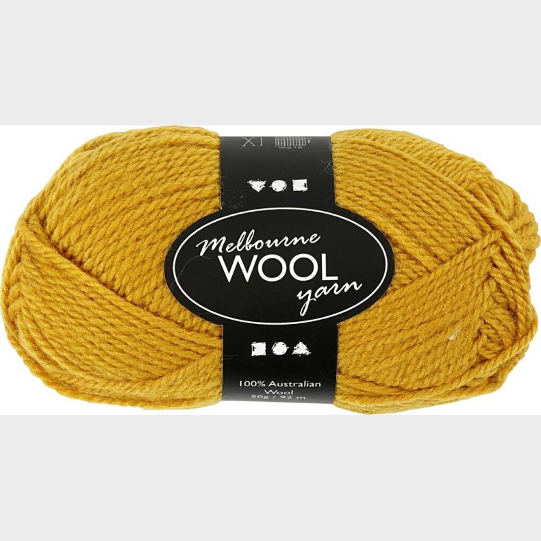 Uldgarn - Melbourne Wool - L 92 M - Mrk Gul - 50 G