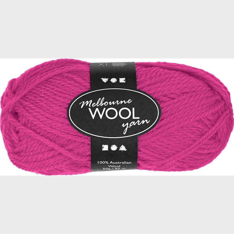 Uldgarn - Melbourne Wool - L 92 M - Neon Pink - 50 G