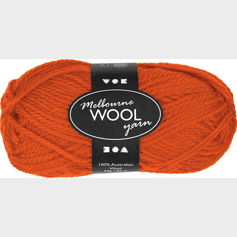 Uldgarn - Melbourne Wool - L 92 M - Orange - 50 G