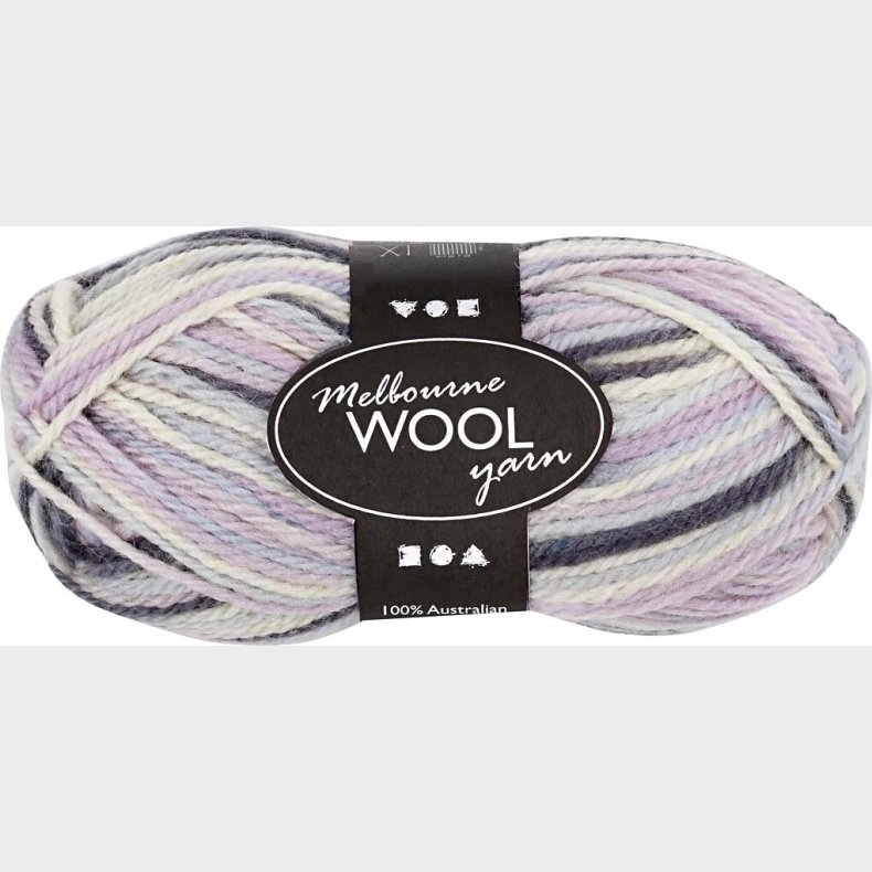 Uldgarn - Melbourne Wool - L 92 M - Pastel Lilla - 50 G