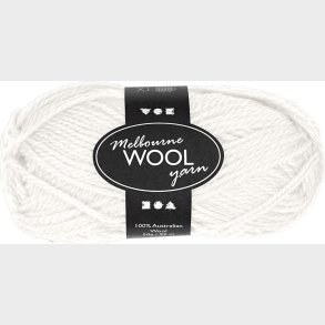 Uldgarn - Melbourne Wool - L 92 M - Rhvid - 50 G