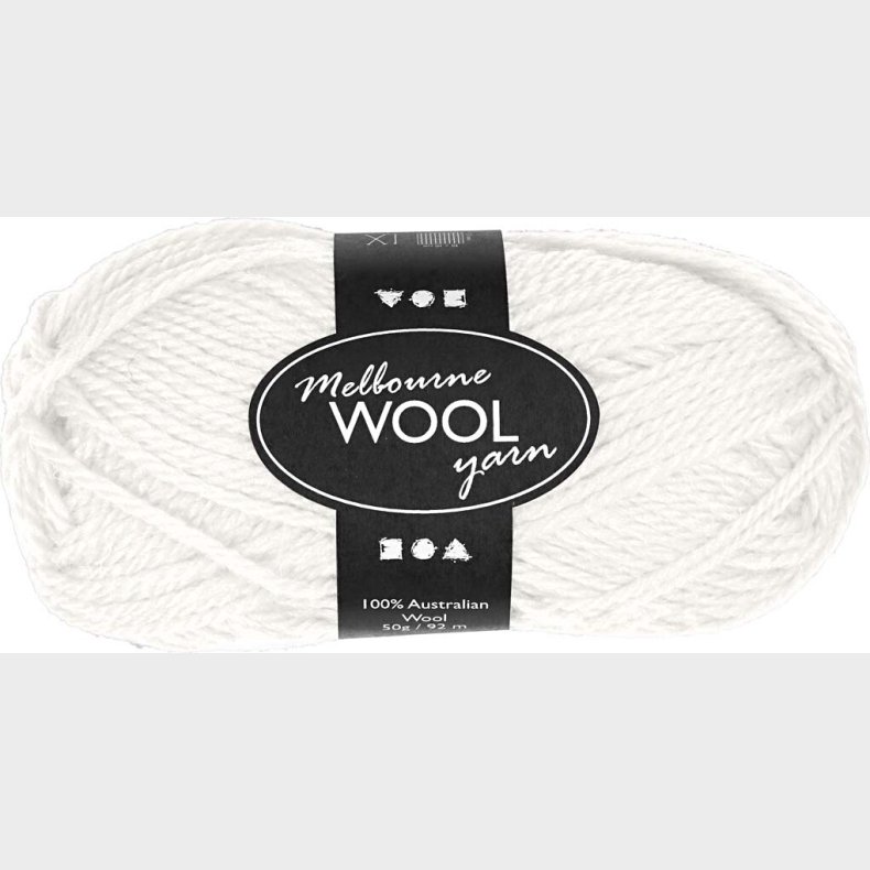 Uldgarn - Melbourne Wool - L 92 M - Rhvid - 50 G
