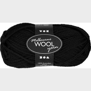 Uldgarn - Melbourne Wool - L 92 M - Sort - 50 G