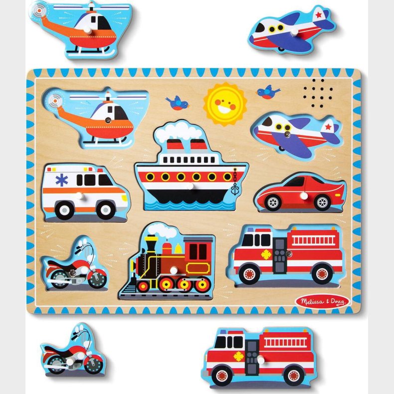 Melissa & Doug - Sound Puzzle Vehicles - Puslespil Med 8 Lyde