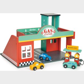 Tankstation Legetj I Tr - Inkl. 3 Biler Og Benzinpumpe - Mentari