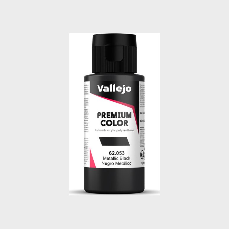 Vallejo - Premium Airbrush Maling - Metallic Black 60 Ml
