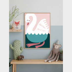 Michelle Carlslund - Plakat - 30 X 40 Cm - Swimming Swan