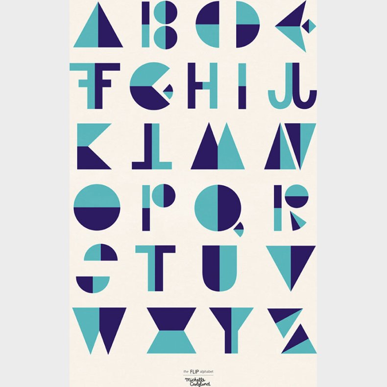 Michelle Carlslund - Plakat - 50 X 70 Cm - Alfabetet Bl