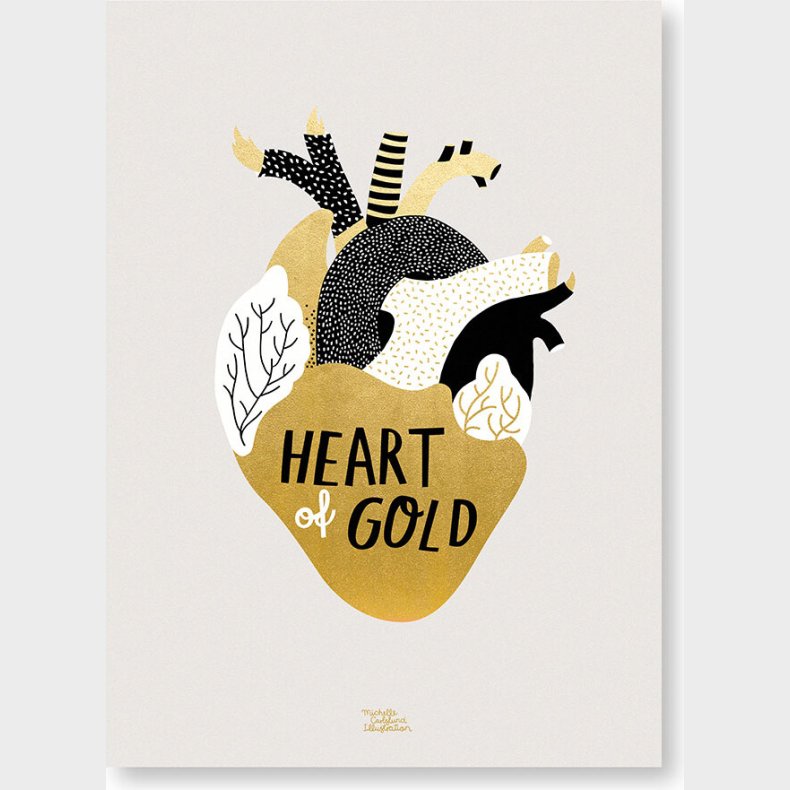 Michelle Carlslund - Plakat - 50 X 70 Cm - Hjerte Af Guld