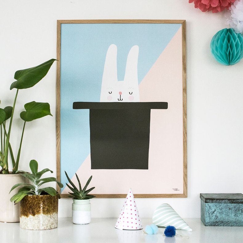 Michelle Carlslund - Plakat - 50 X 70 Cm - Kaninen I Hatten