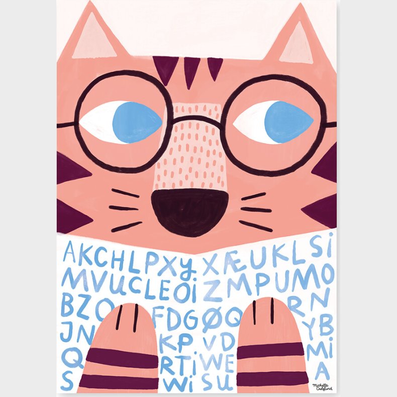 Michelle Carlslund - Plakat - 50 X 70 Cm - Reading Tiger