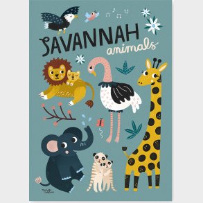 Michelle Carlslund - Plakat - 50 X 70 Cm - Savannah Animals