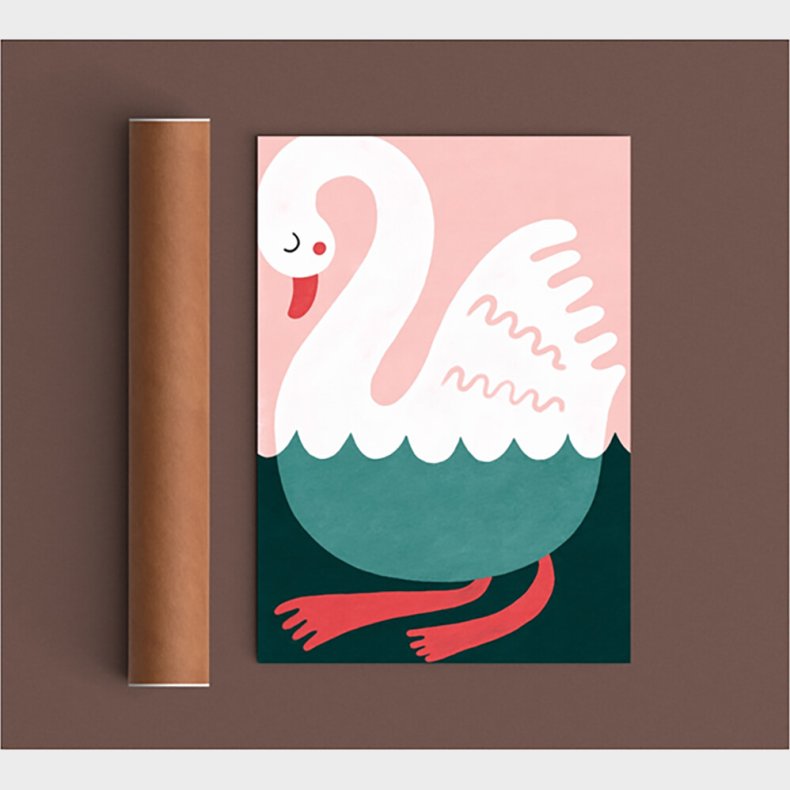 Michelle Carlslund - Plakat - 50 X 70 Cm - Swimming Swan