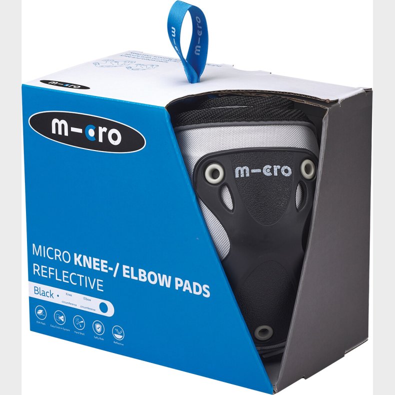 Micro - Kn�- Og Albuebeskyttere - B�rn - Refleks - M - Sort