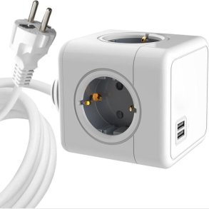 Microconnect - Powercube Stikdse Med 2 Usb-porte - 4-vejs