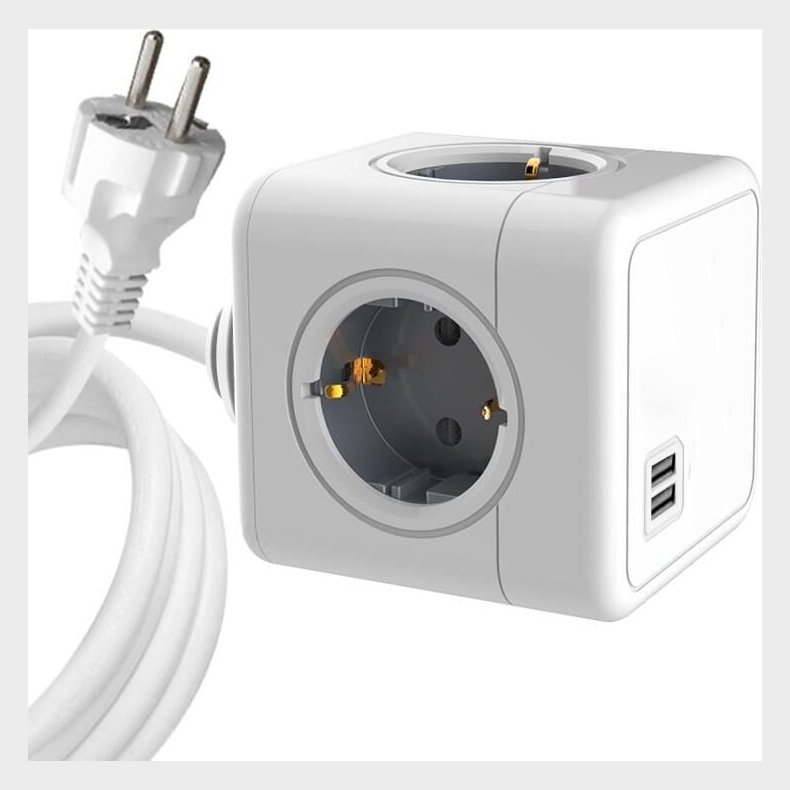 Microconnect - Powercube Stikd�se Med 2 Usb-porte - 4-vejs
