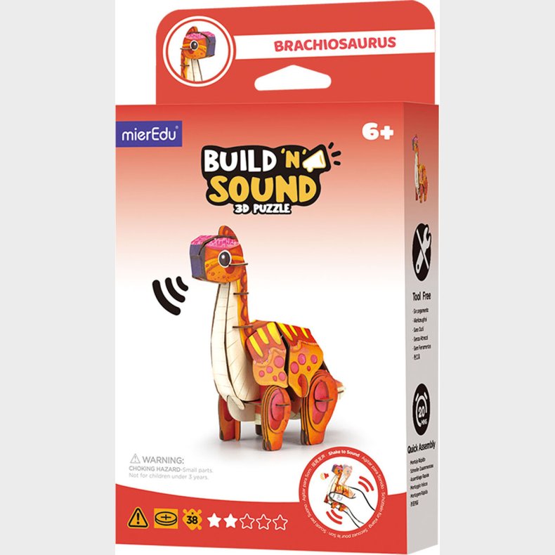 Mieredu - 3d Puslespil Med Lyd - Brachiosaurus