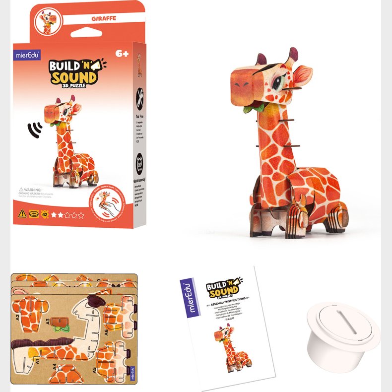Mieredu - 3d Puslespil Med Lyd - Giraf
