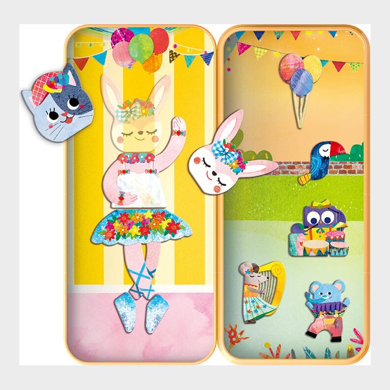 Magnetisk P�kl�dningsdukke - Dyrenes Fest - Mieredu