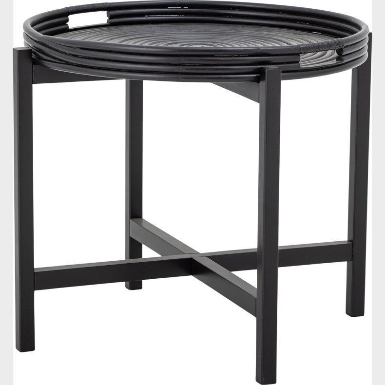 Bloomingville - Milli Bakkebord - Sort - Rattan - Rundt